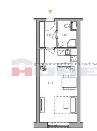 Prodej: novostavba bytu - 1+kk (32 m2) skeletový+cihla, v klidné části Zlína